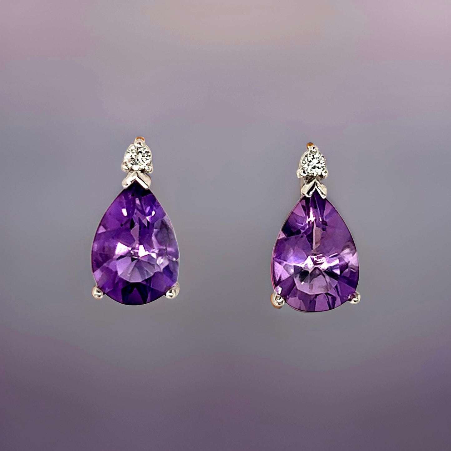 Natural Amethyst Diamond Earrings 14k Gold 3.71 TCW Certified $2,950 210754