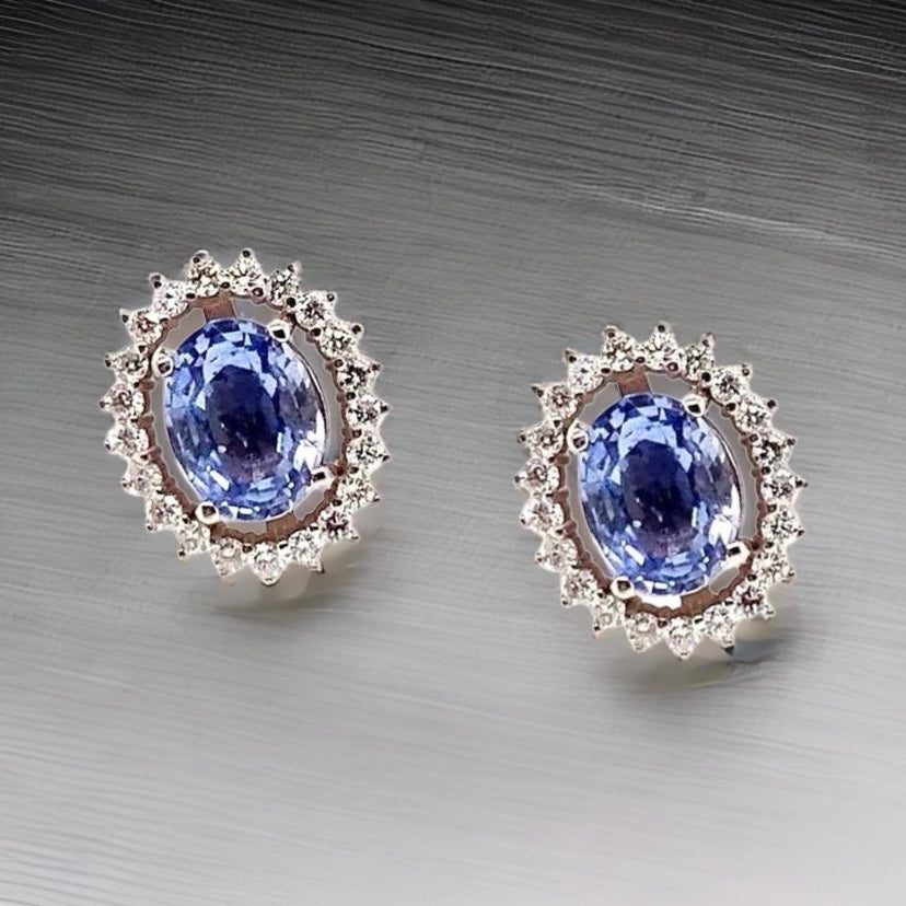 Diamond Sapphire Earrings 14k Gold 3.24 TCW Certified $5,950 018655