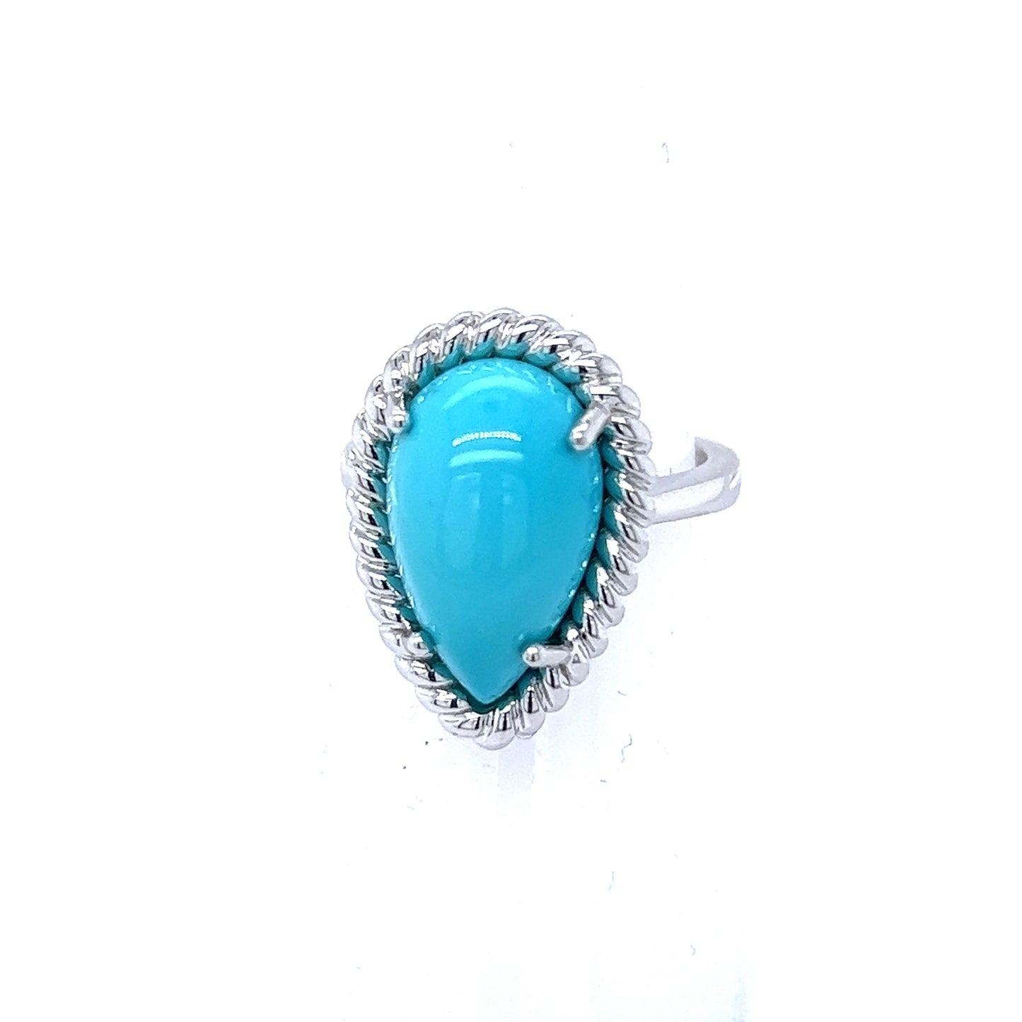 Natural Persian Turquoise Ring Size 6 14k White Gold 6.21 TCW Certified $4,250 221276
