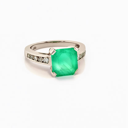 Diamond Emerald Ring 14k Gold 2.55 TCW Women Certified $3,800 912292