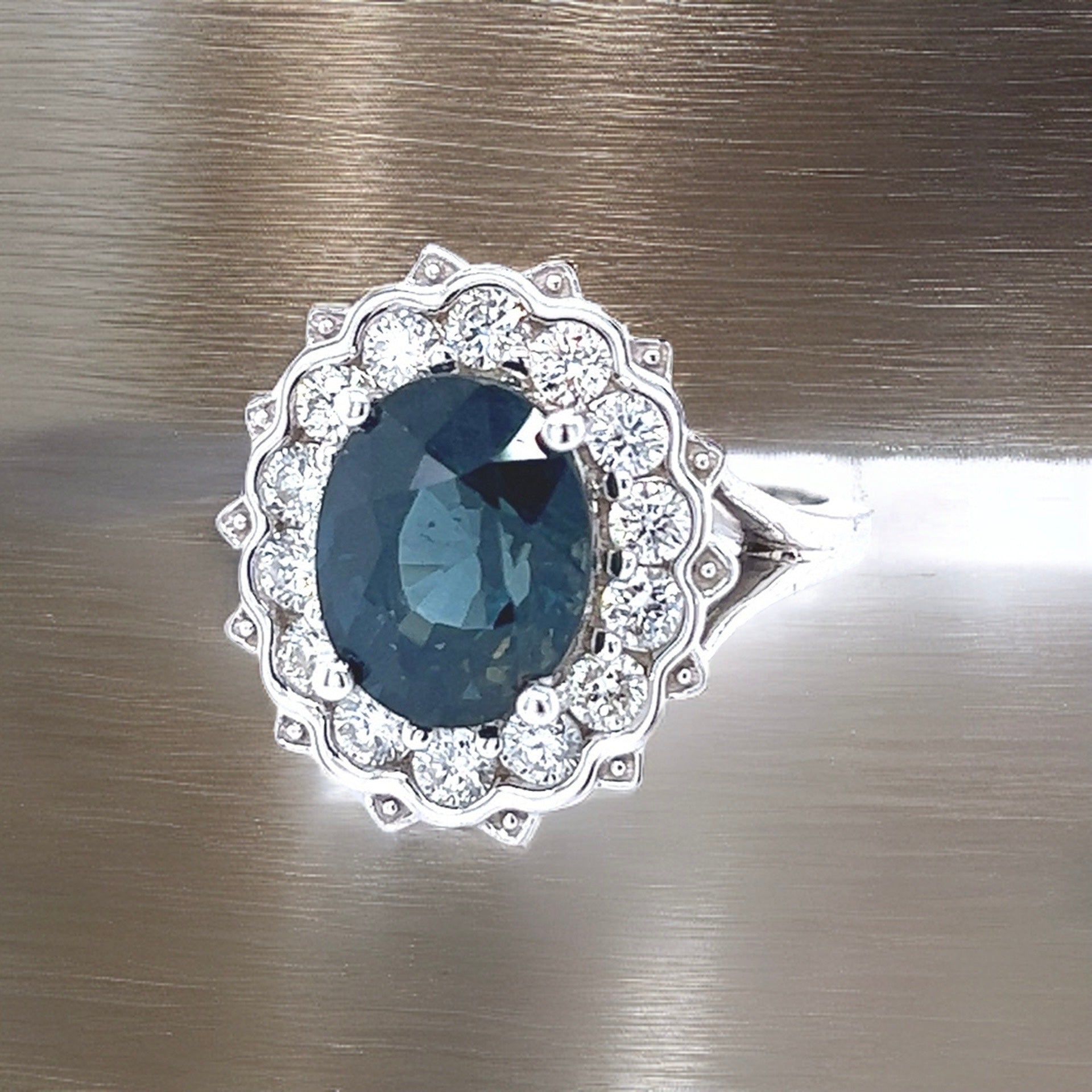 Natural Sapphire Diamond Ring Size 7 14k W Gold 5.81 TCW Certified $6,975 216685 - Certified Fine Jewelry