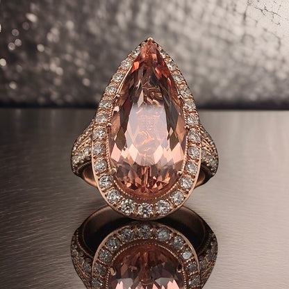 Morganite Diamond Ring 14 KT 6.91 TCW Certified $5,950 016633 - Certified Fine Jewelry
