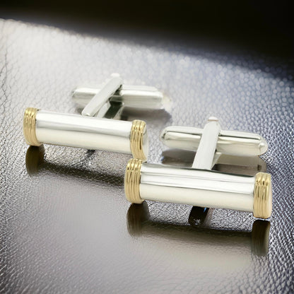 Tiffany & Co Estate Cufflinks 18k Gold Sterling Silver TIF669