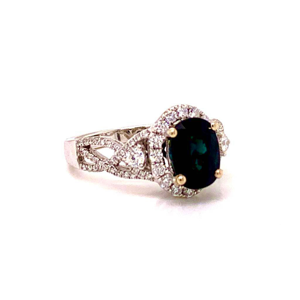 Diamond Sapphire Ring 6.5 18k Gold 2.62 TCW Women Certified $5,000 219794