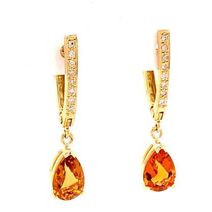 Citrine Diamond Earrings 14k Gold 3.79 TCW Women Certified $1,490 820452