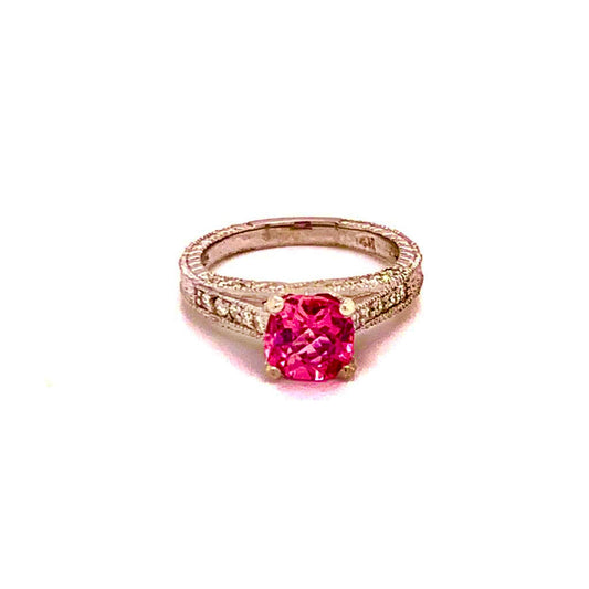 Diamond Pink Tourmaline Rubellite Ring 6.5 14k Gold 2.45 Tcw Certified $3,700 912289 - Certified Fine Jewelry