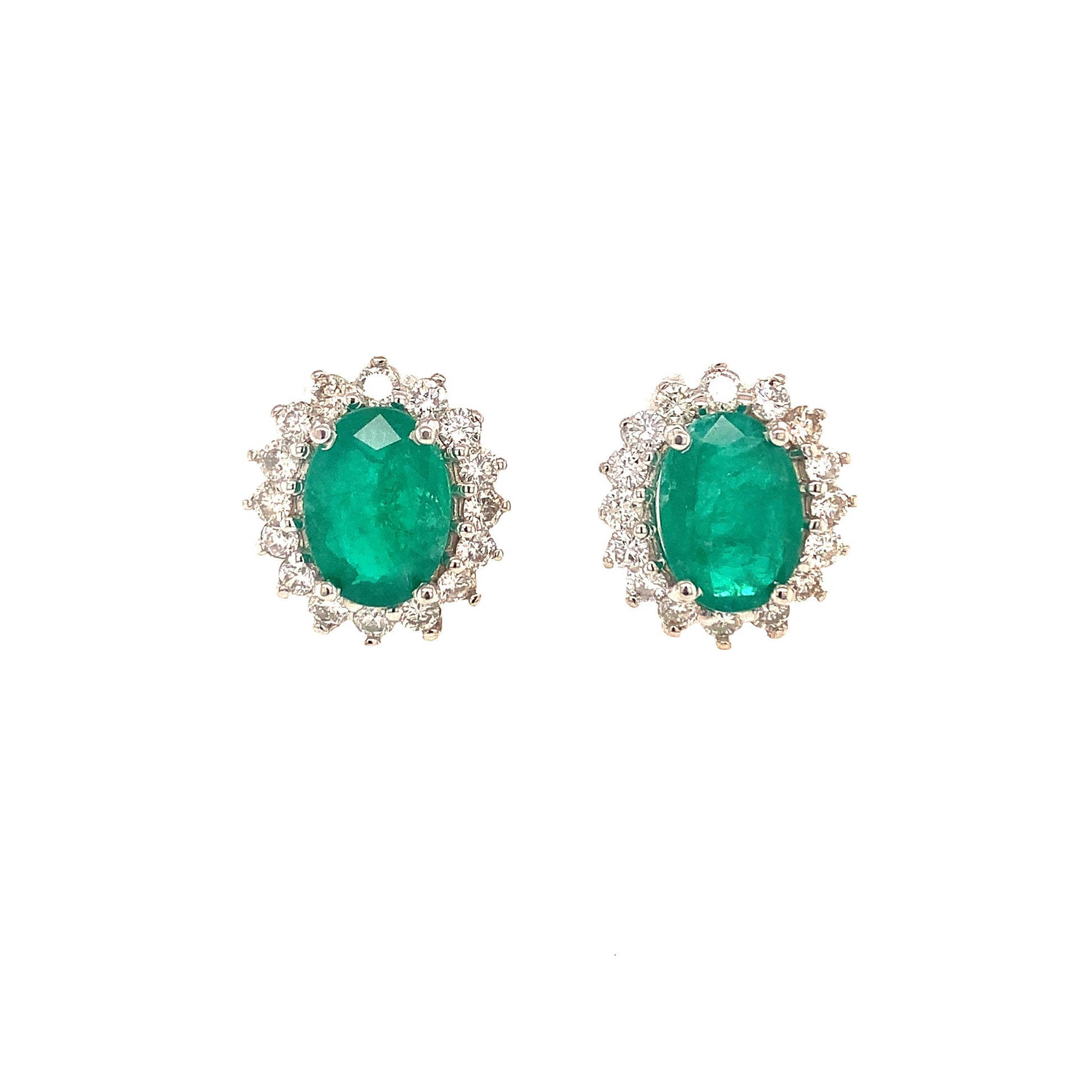 Natural Emerald Diamond Earrings 14k Gold 5.03 TCW Certified $6,550 113437 - Certified Fine Jewelry
