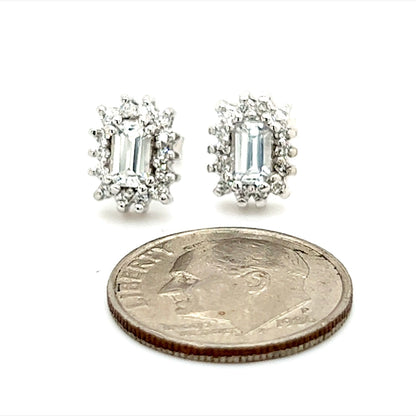 Natural Sapphire Diamond Stud Earrings 14k W Gold 0.94 TCW Certified $2950 121267