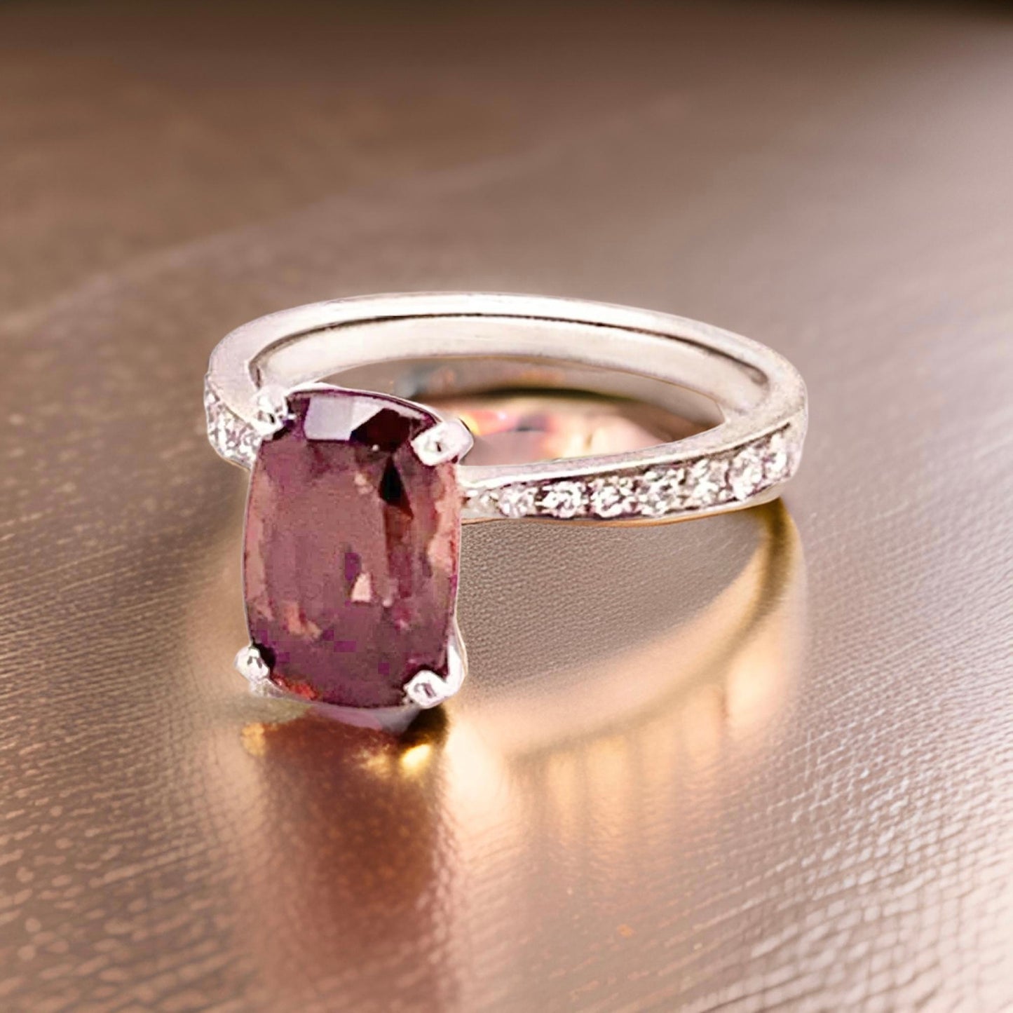 Diamond Tourmaline Rubellite Ring 6.75 18k Gold 4.01 tcw Women Certified $2,950 910746