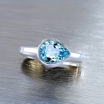 Natural Aquamarine Ring 6.5 14k W Gold 1.37 TCW Certified $1,950 221337