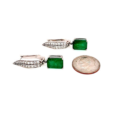 Diamond Emerald Earrings 4.86 TCW 14k White Gold Certified $7,250 018691