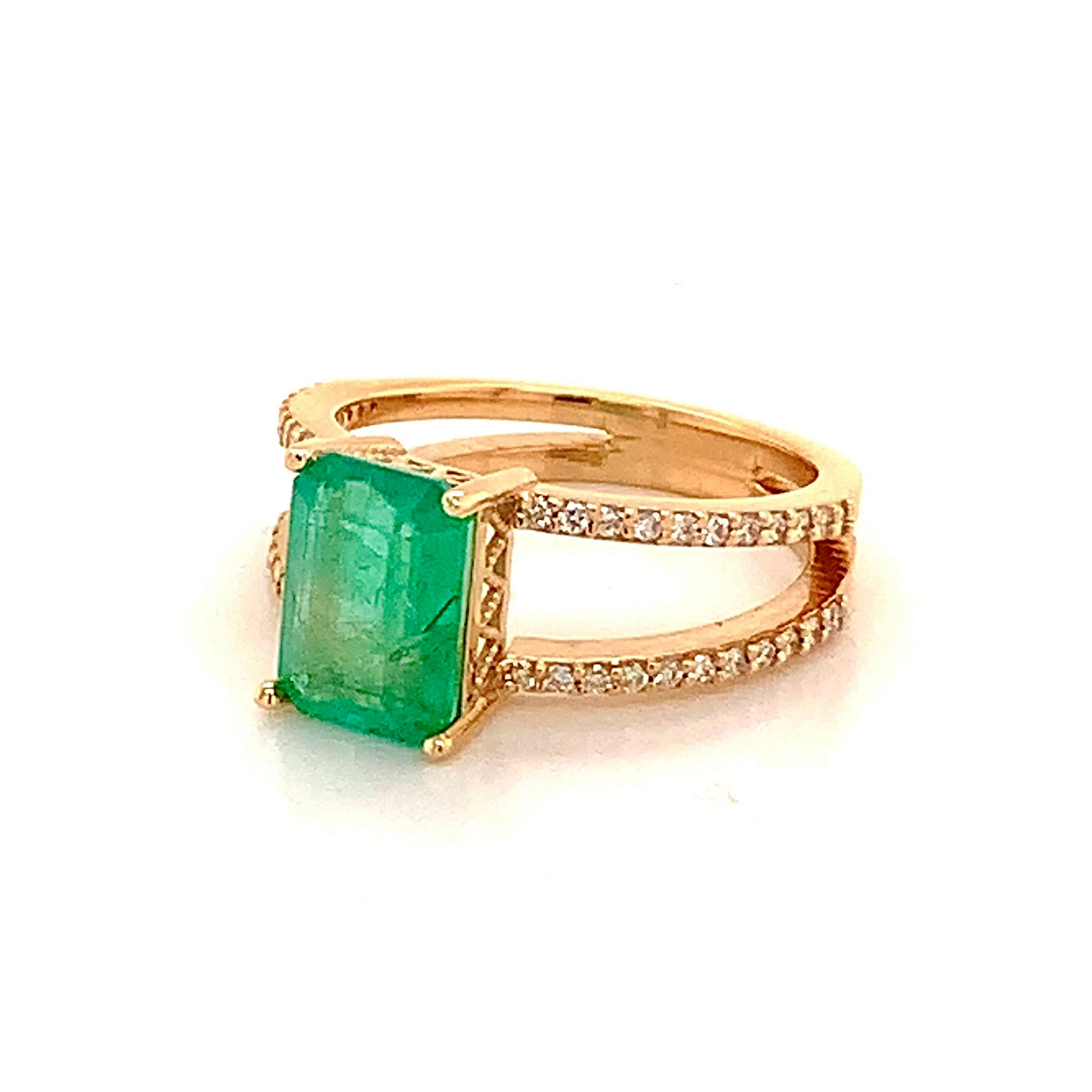 Natural Emerald Diamond Ring 14k Gold 2.32 TCW Size 7 Certified $5,950 111874 - Certified Fine Jewelry