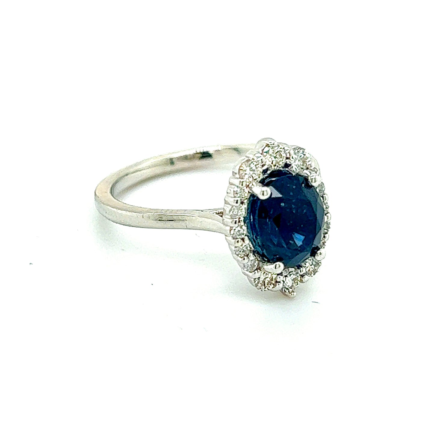 Natural Sapphire Diamond Ring Size 6.5 14k W Gold 2.29 TCW Certified $2,850 216681 - Certified Fine Jewelry
