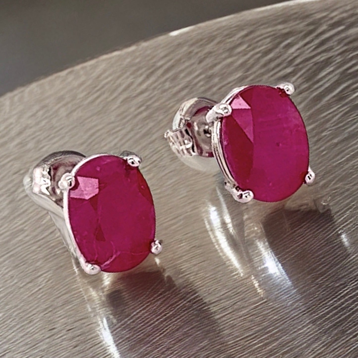 Oval Shape Ruby Stud Earrings 14k Y Gold 4.03 TCW Certified $3,590 211163