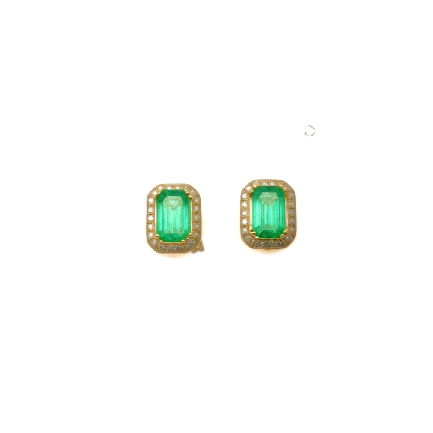 Natural Emerald Diamond Stud Earrings 14k Y Gold 1.85 TCW Certified $3,950 111884