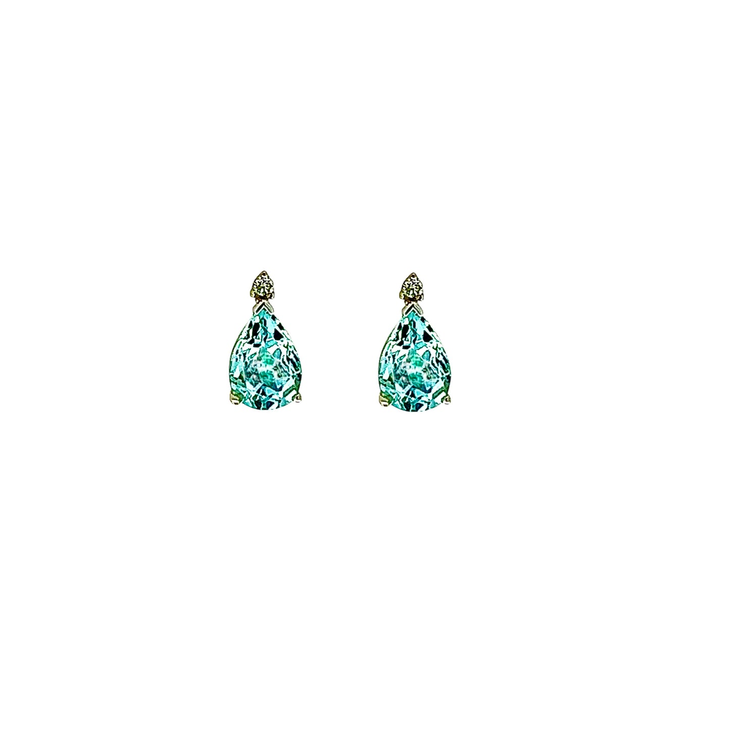 Natural Aquamarine Diamond Earrings 14k W Gold 3.35 TCW Certified $3,950 210755