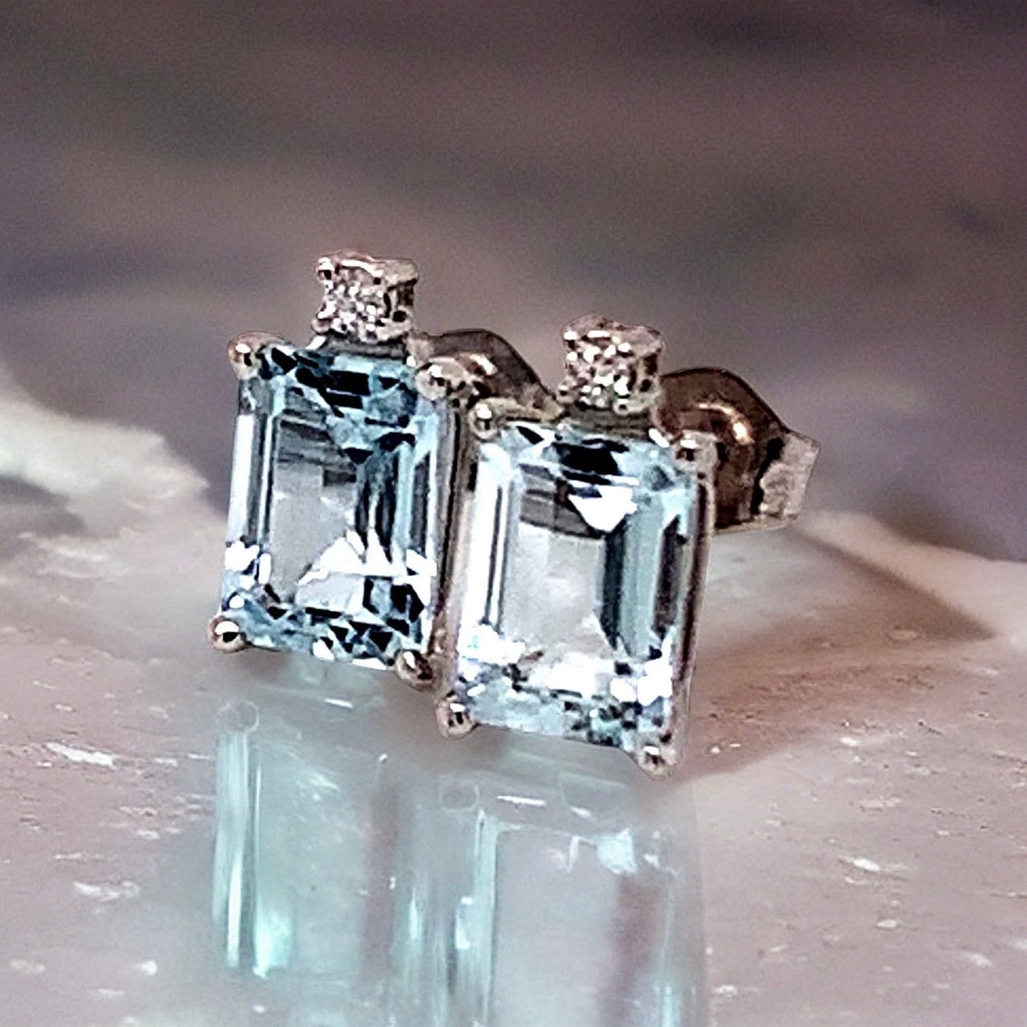 Natural Aquamarine Diamond Earrings 14k WG 1.84 TCW Certified $1,490 018716