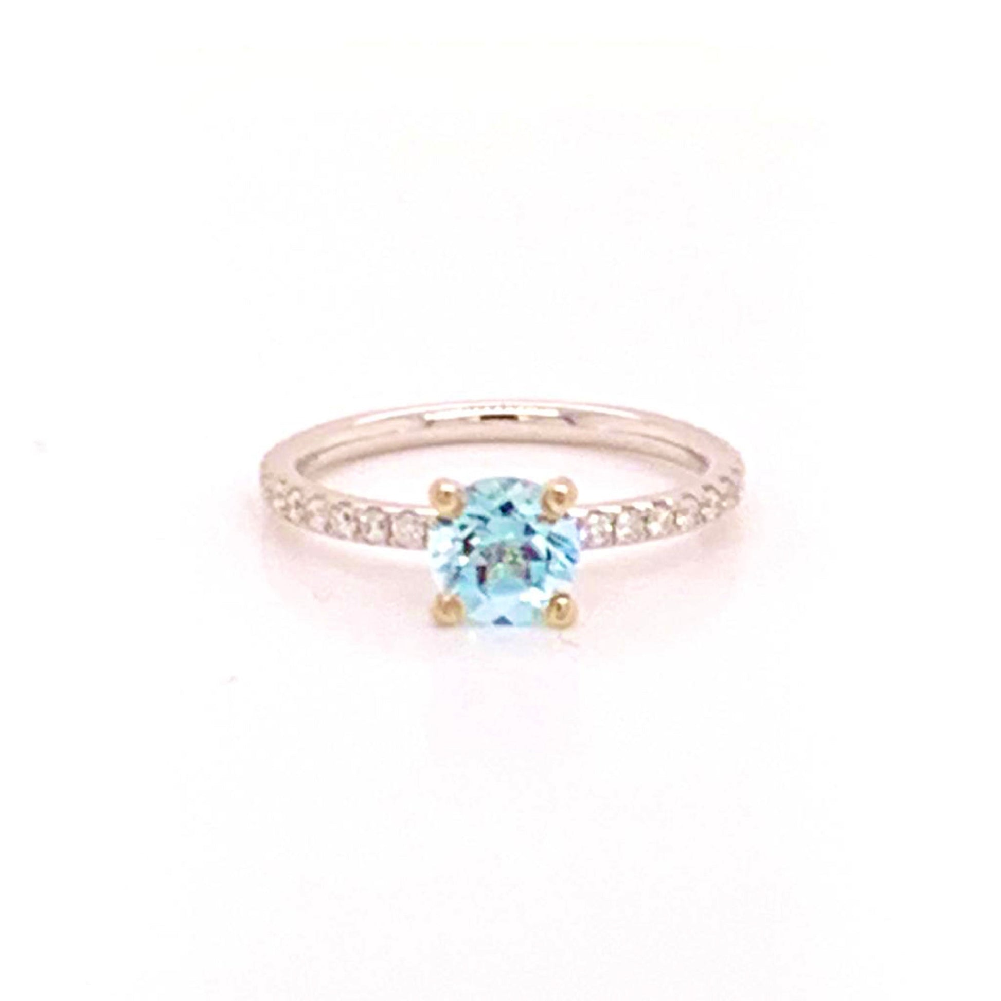 Diamond Aquamarine Ring 18k Gold 1.08 TCW Certified $1,800 822592 - Certified Fine Jewelry