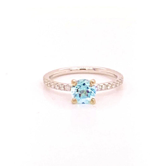 Diamond Aquamarine Ring 18k Gold 1.08 TCW Certified $1,800 822592 - Certified Fine Jewelry
