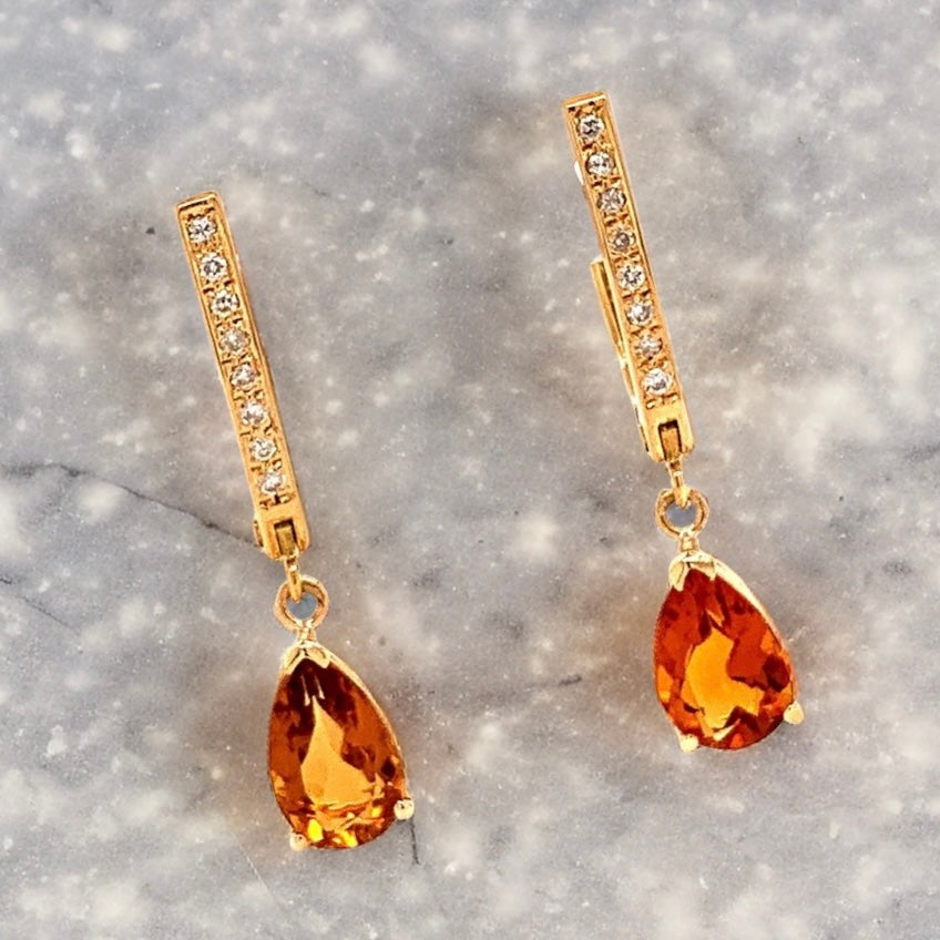 Citrine Diamond Earrings 14k Gold 3.79 TCW Women Certified $1,490 820452 - Certified Fine Jewelry