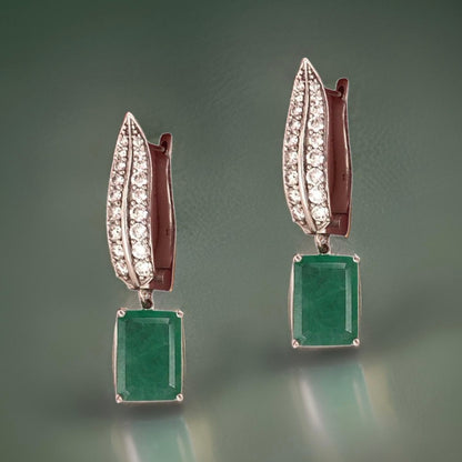 Diamond Emerald Earrings 4.86 TCW 14k White Gold Certified $7,250 018691