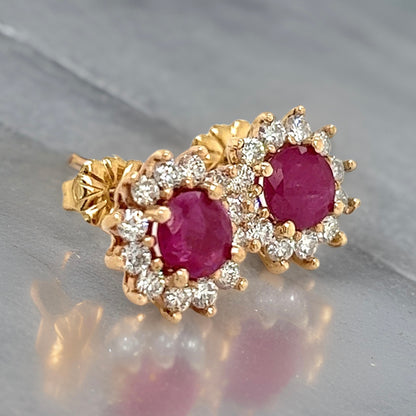 Natural Ruby Diamond Earrings 14k Yellow Gold 2.20 TCW Certified $2,595 121103