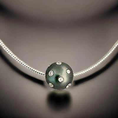 Diamond Tahitian South Sea Pearl Necklace 14k Gold Italy Certified $3950 920458