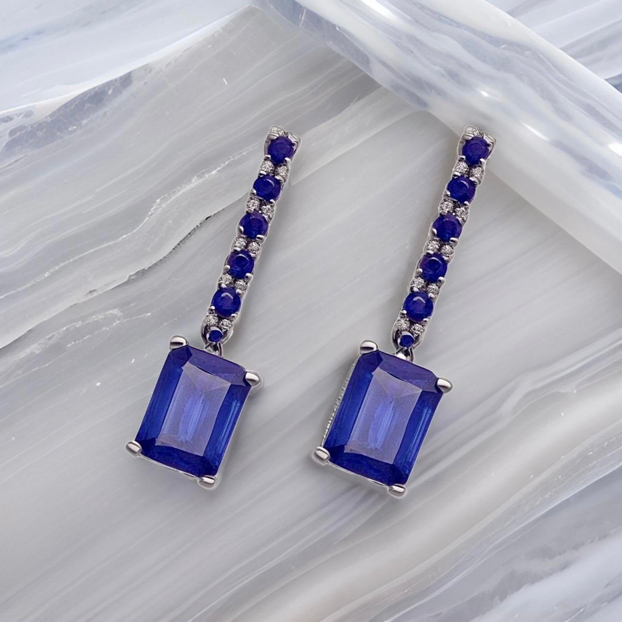 Natural Sapphire Dangle Earrings 14k Gold 2.01 TCW Certified $3,950 018682