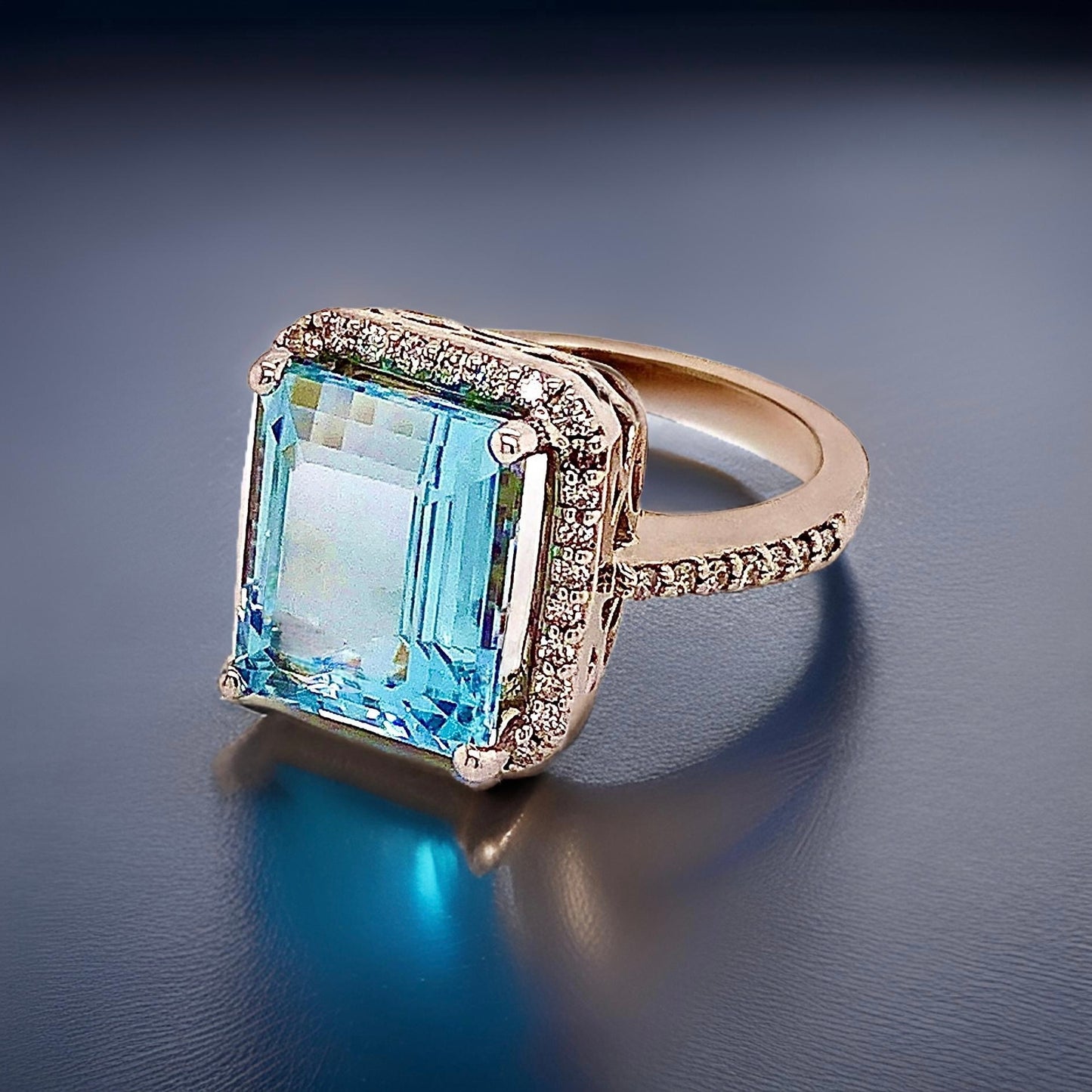 Aquamarine Diamond Ring 14k Gold Size 6.5, 6 TCW Certified $6,950 121105