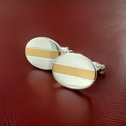 Tiffany & Co Estate Cufflinks 18k Y Gold + Sterling Silver TIF332