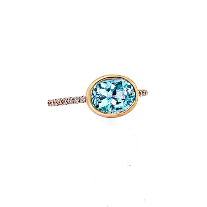 Natural Aquamarine Diamond Ring 6.5 14k Yellow Gold 2.08 TCW Certified $2,650 221350