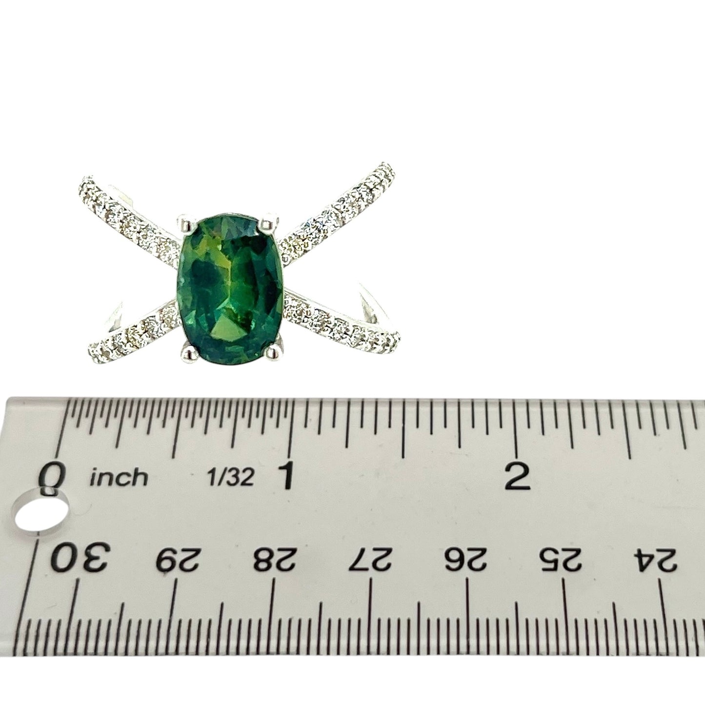 Natural Tourmaline Diamond Ring Size 6.5 14k W Gold 1.78 TCW Certificate $4,950 217109