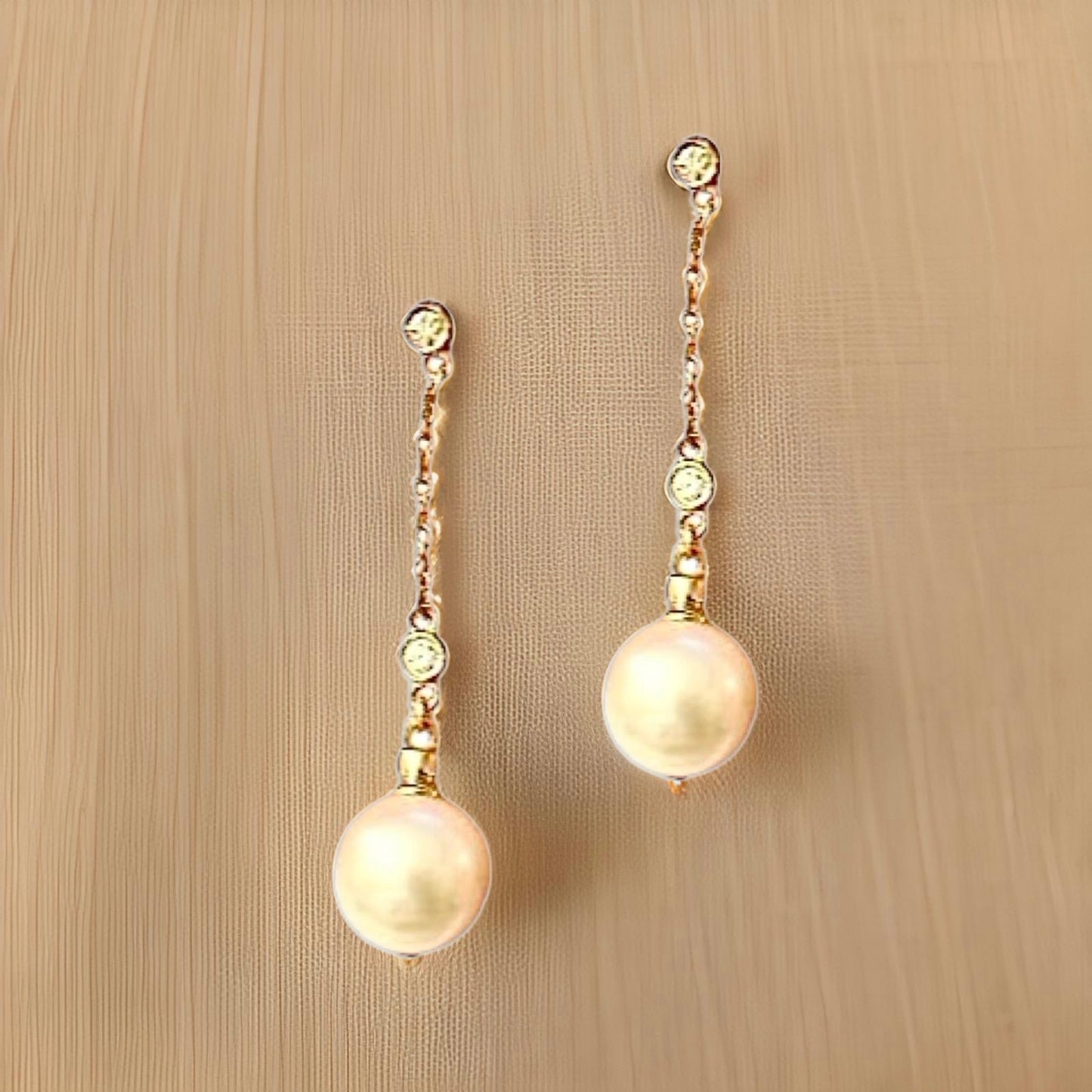 Diamond Akoya Pearl Earrings 14k Gold 9.4 mm Pearl Women Certified $1,199 721760