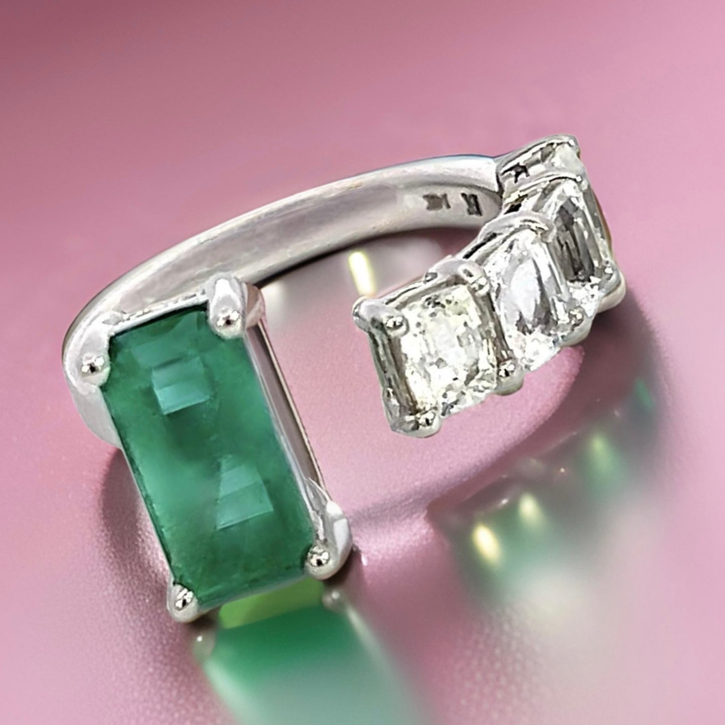 Natural Emerald Sapphire Ring Size 6.5 14k W Gold 4.95 TCW Certified $5,950 310639