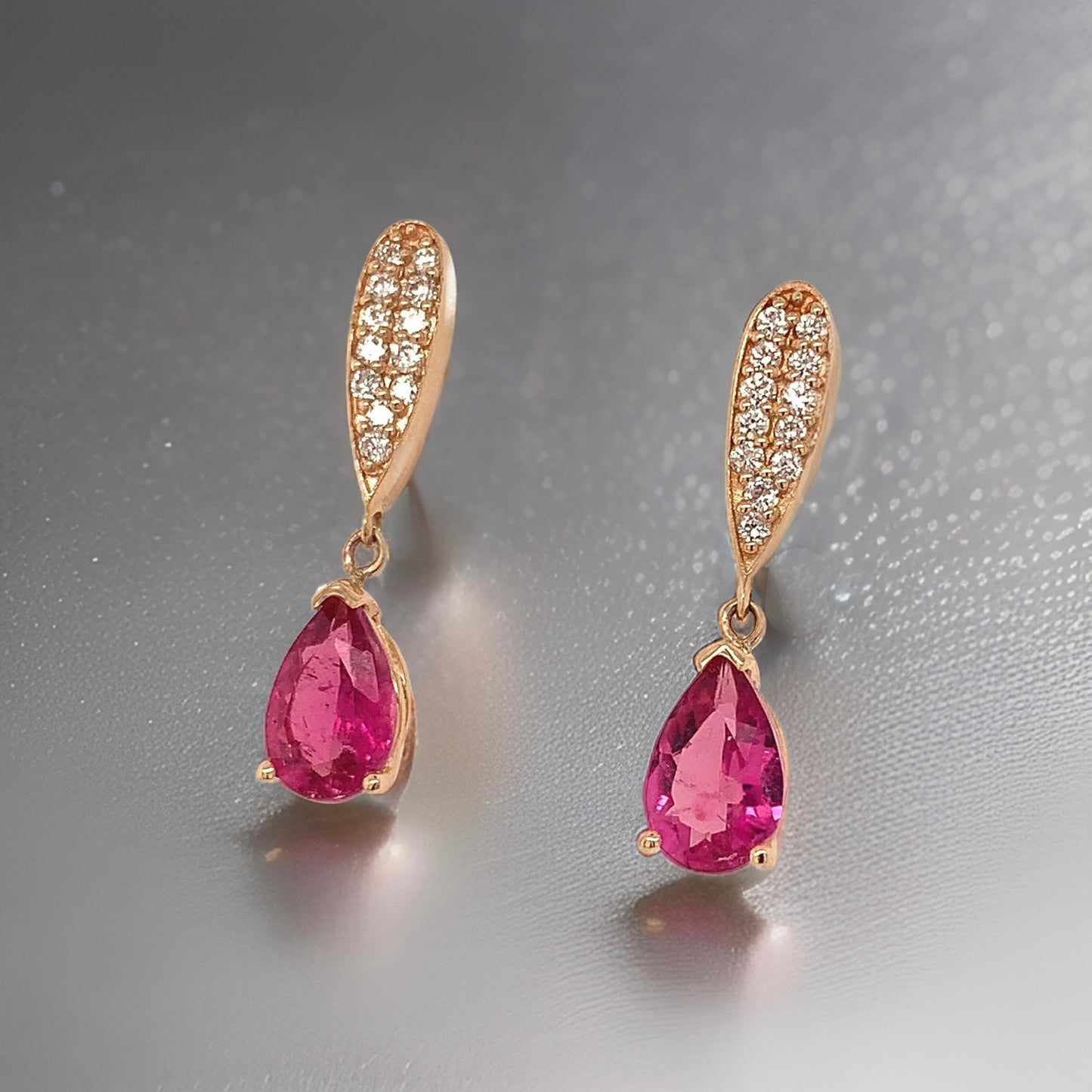 Natural Tourmaline Rubellite Diamond Earrings 14k Gold 1.60 TCW Certified $3,090 018673