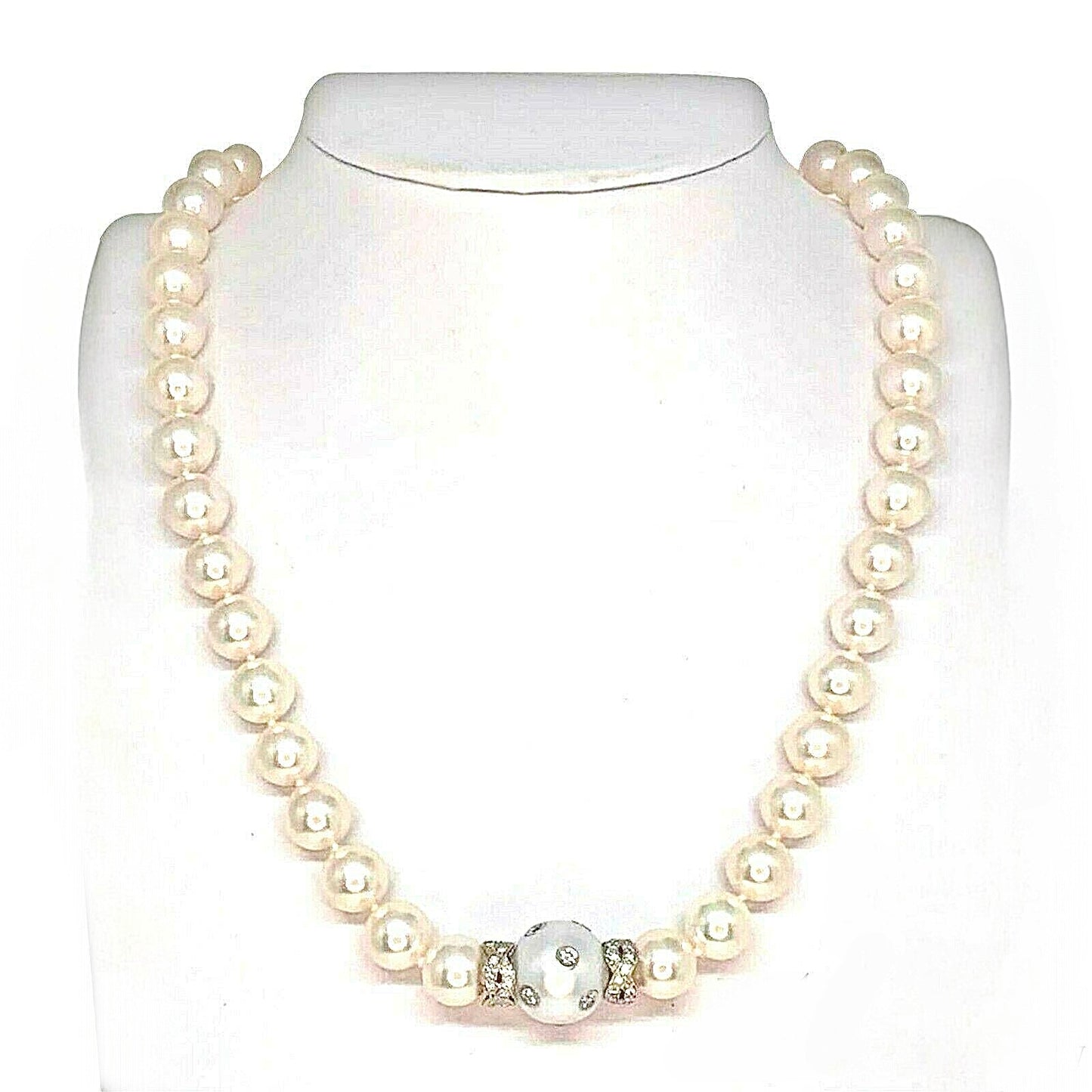 Diamond South Sea Akoya Pearl Necklace 14k Gold 13 mm 18" Certified $12,950 921560