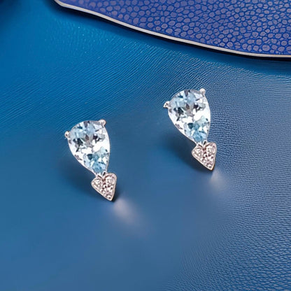 Natural Aquamarine Diamond Earrings 14k Gold 3.07 TCW Certified $2,950 210757