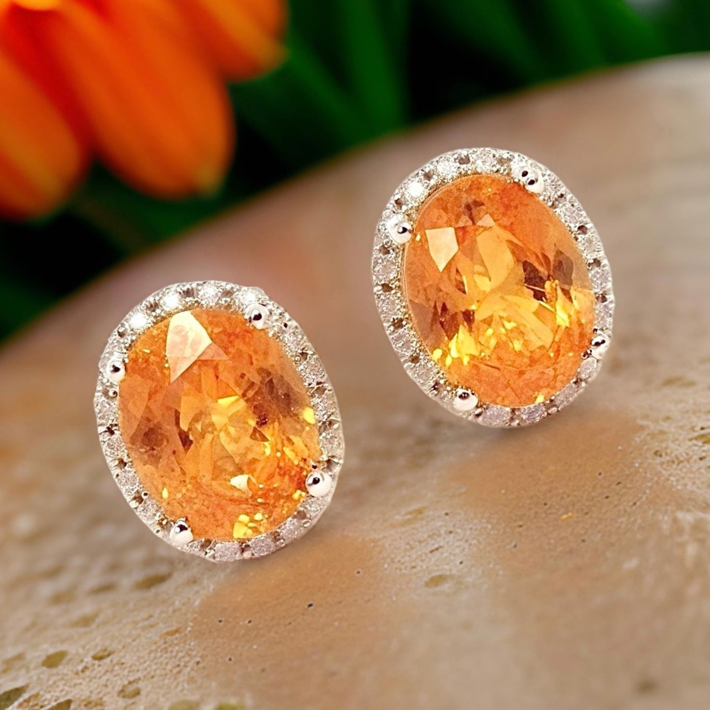 Natural Sapphire Diamond Stud Earrings 14k W Gold 4.98 TCW Certified $4,950 121266