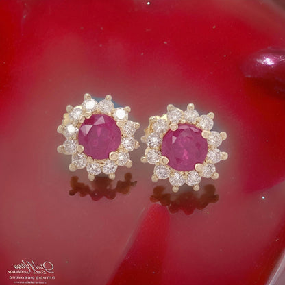 Natural Ruby Diamond Earrings 14k Yellow Gold 2.20 TCW Certified $2,595 121103