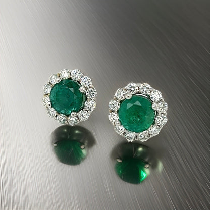 Natural Emerald Diamond Earrings 18k White Gold 3.8 TCW Certified $7,950 210746