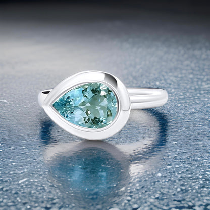 Natural Solitaire Aquamarine Ring 6.5 14k W Gold 1.60 TCW Certified $3,950 310624