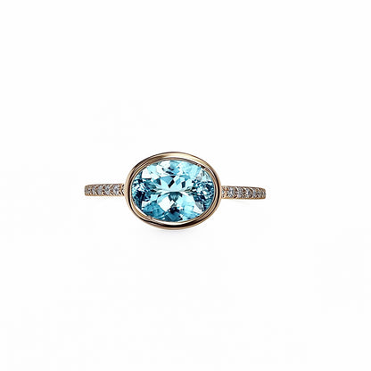 Natural Aquamarine Diamond Ring 6.5 14k Yellow Gold 2.08 TCW Certified $2,650 221350