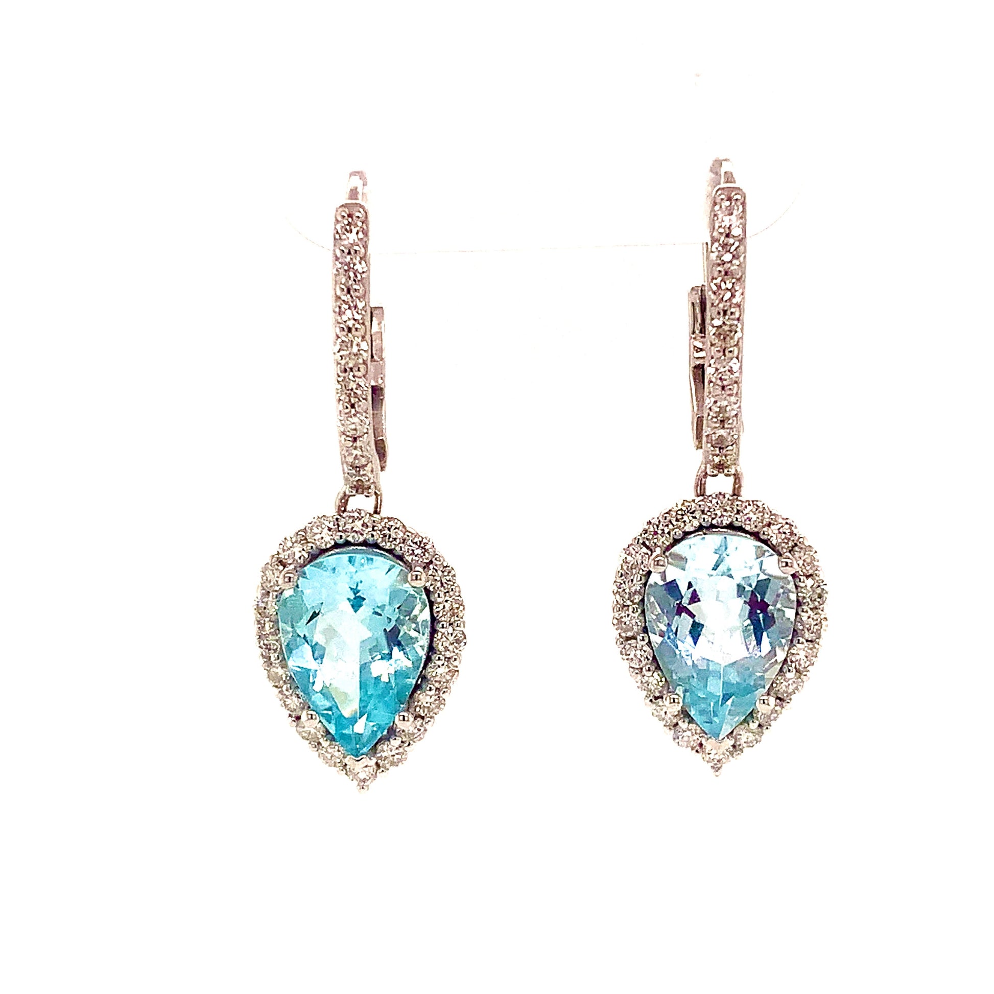 Natural Aquamarine Diamond Earrings 14k Gold 3.61 TCW Certified $5,950 118916 - Certified Fine Jewelry