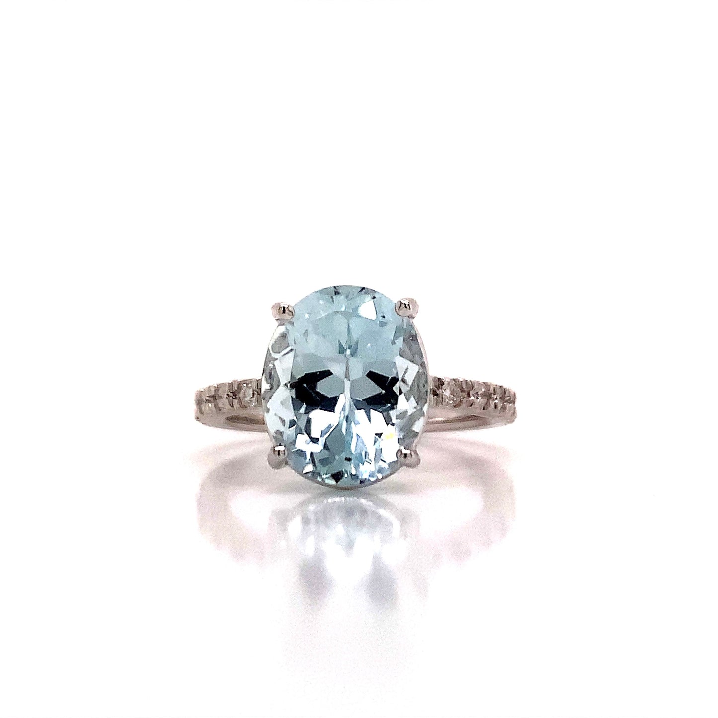 Natural Aquamarine Diamond Ring 14k White Gold 5.09 TCW Certified $5,975 114441