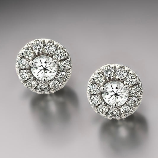 Natural White Sapphire Diamond Stud Earrings 14k W Gold 1.26 TCW Certified $3,050 216093