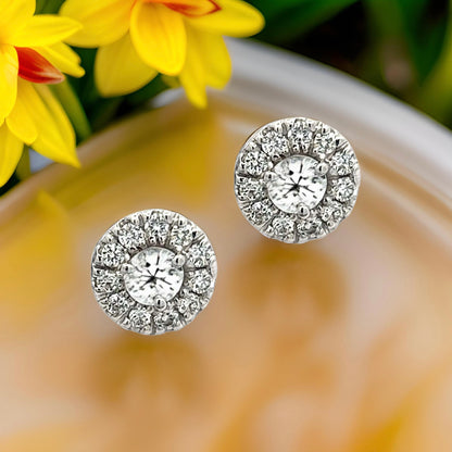 Natural White Sapphire Diamond Stud Earrings 14k W Gold 1.26 TCW Certified $3,050 216093