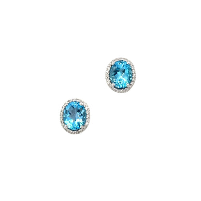 Natural Topaz Diamond Stud Earrings 14k W Gold 6.98 TCW Certified $3,950 311647