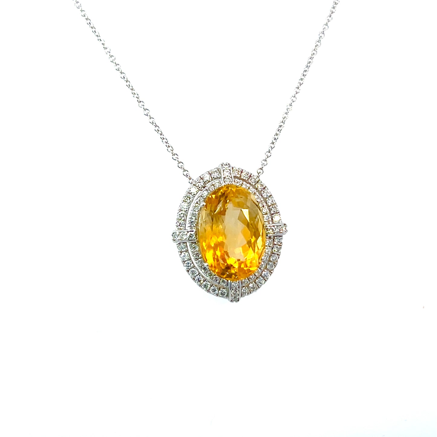 Natural Citrine Diamond Necklace 14k Gold 11.93 TCW Certified $5,950 409156