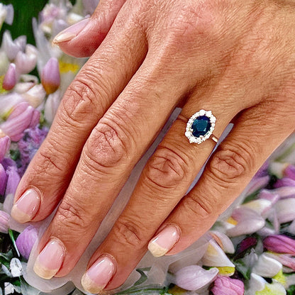 Natural Sapphire Diamond Ring Size 6.5 14k W Gold 2.29 TCW Certified $2,850 216681 - Certified Fine Jewelry