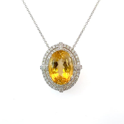 Natural Citrine Diamond Necklace 14k Gold 11.93 TCW Certified $5,950 409156